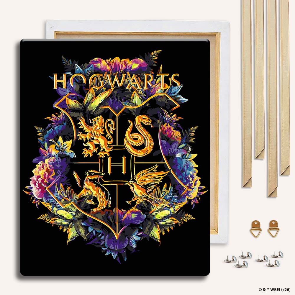 Painting By Numbers Kits With DIY Wood Frame Hogwarts Crest - Paint By Numbers Kit