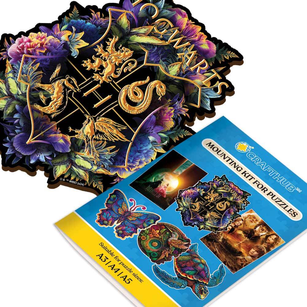 Wooden Jigsaw Puzzles A2+ Wooden Gift Box & Mounting Kit - Save $10 Today Harry Potter - Hogwarts Crest - Fine Oddities Wooden Jigsaw Puzzle