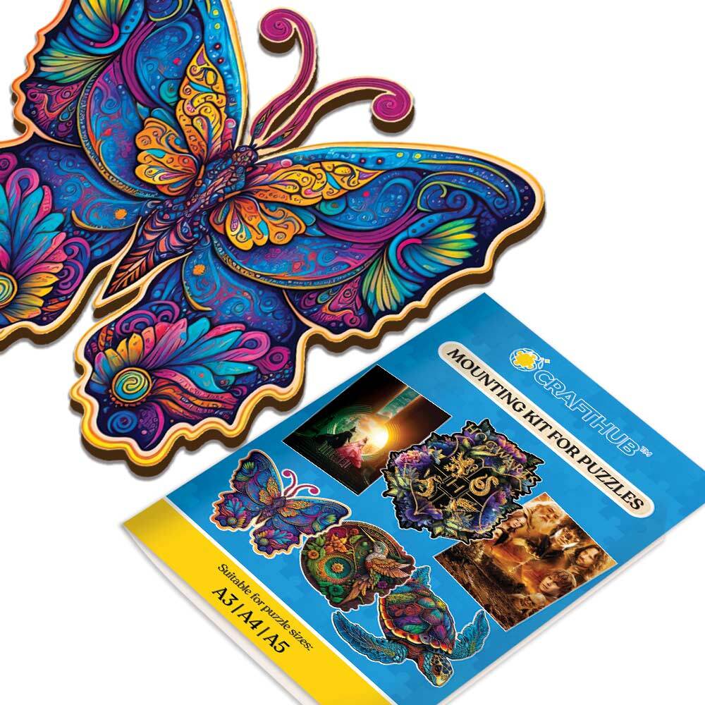 Wooden Jigsaw Puzzles A2+Wooden Box & Mounting Kit - Save $10 Today Galaxy Butterfly - Jigsaw Puzzle