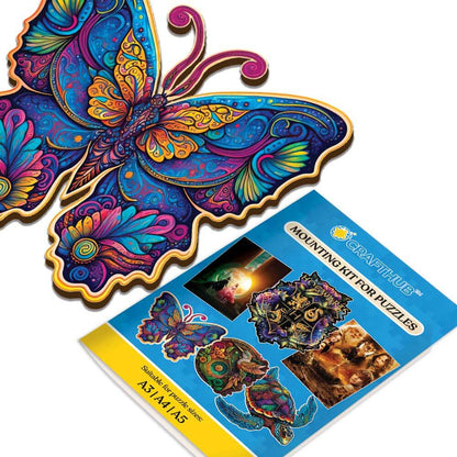 Wooden Jigsaw Puzzles A2+Wooden Box & Mounting Kit - Save $10 Today Galaxy Butterfly - Jigsaw Puzzle