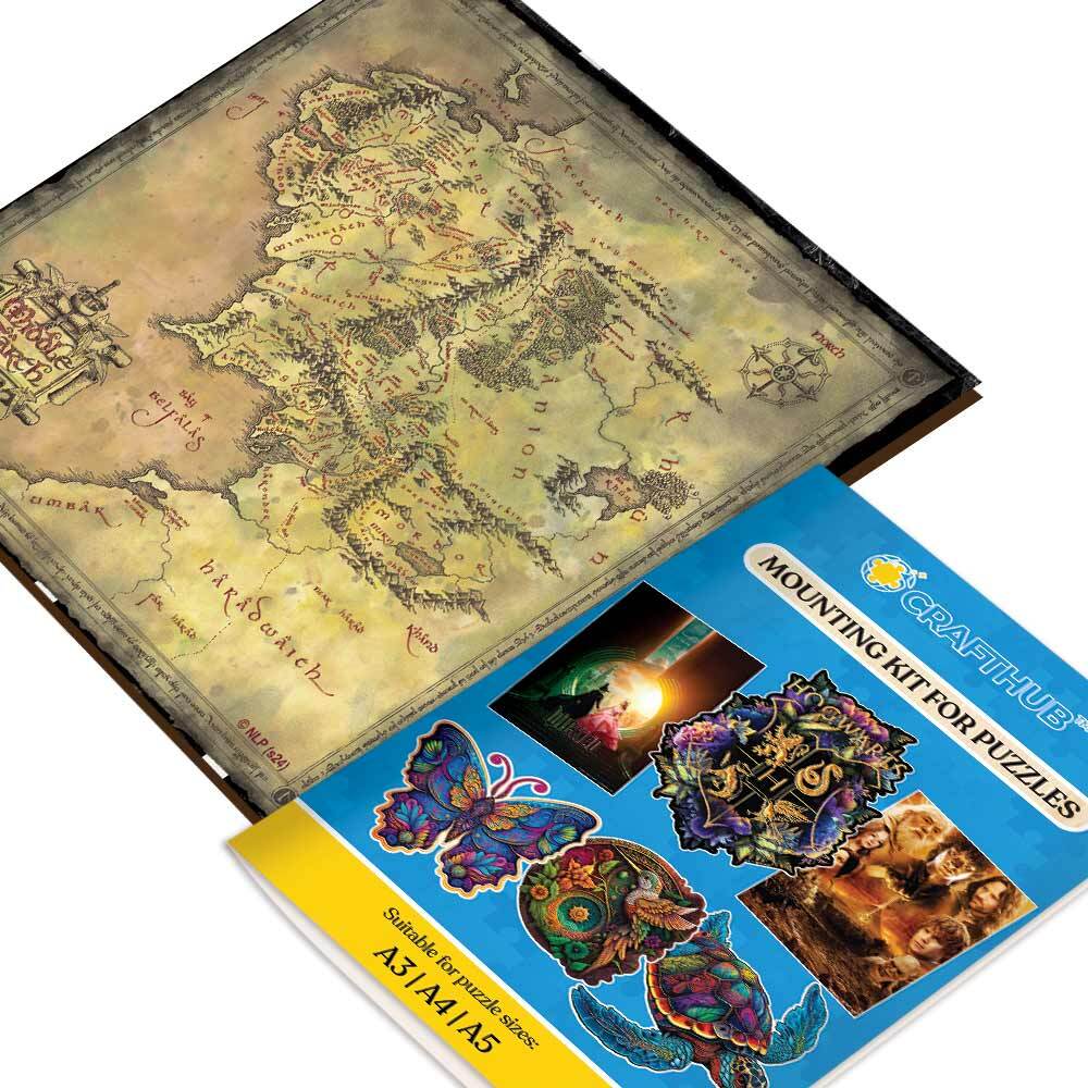 Wooden Jigsaw Puzzles A2 + Wooden Gift Box & Mounting Kit - Save $10 Today The Map Of Middle-Earth - Wooden Jigsaw Puzzle