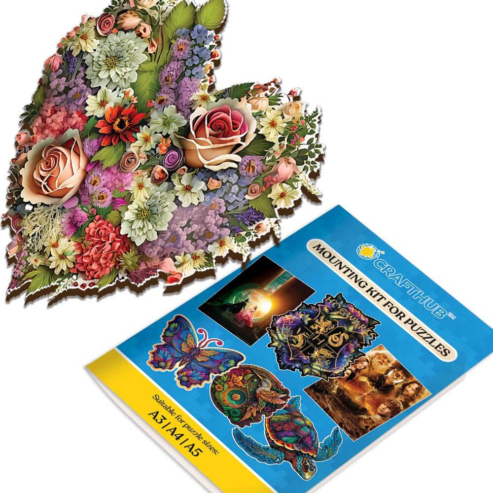 Wooden Jigsaw Puzzles A2+Wooden Box & Mounting Kit - Save $10 Today Blooming Heart - Jigsaw Puzzle