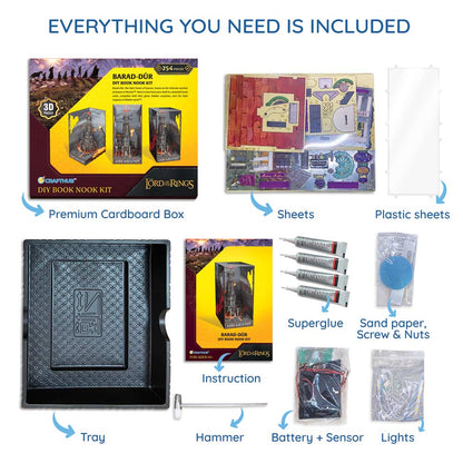 Book Nook Kits 254 Pieces | 17.8×12×24.5 cm (7.0" × 4.7" × 9.6") Barad Dur - DIY Book Nook Kit