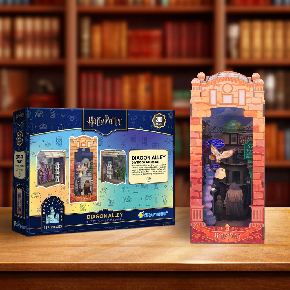 237 Pieces | 10" x 4.3" x 6.9" Harry Potter Diagon Alley - DIY Book Nook Kit