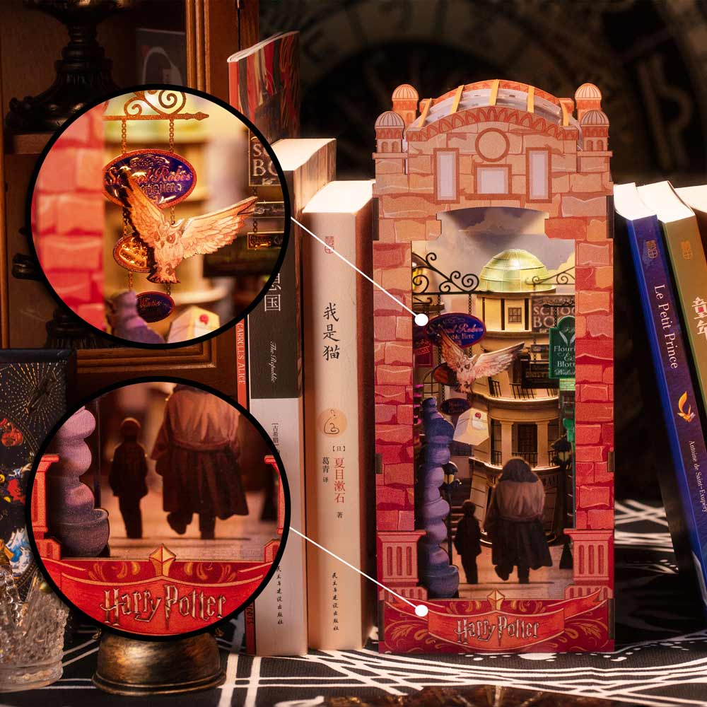 237 Pieces | 10" x 4.3" x 6.9" Harry Potter Diagon Alley - DIY Book Nook Kit