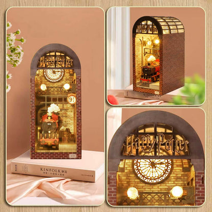 Book Nook Kits 344 Pieces | 25.5×11×18.0cm (10" x 4.3" x 7.1") Harry Potter: Platform 9¾: Hogwarts Express Station - DIY Book Nook Kit