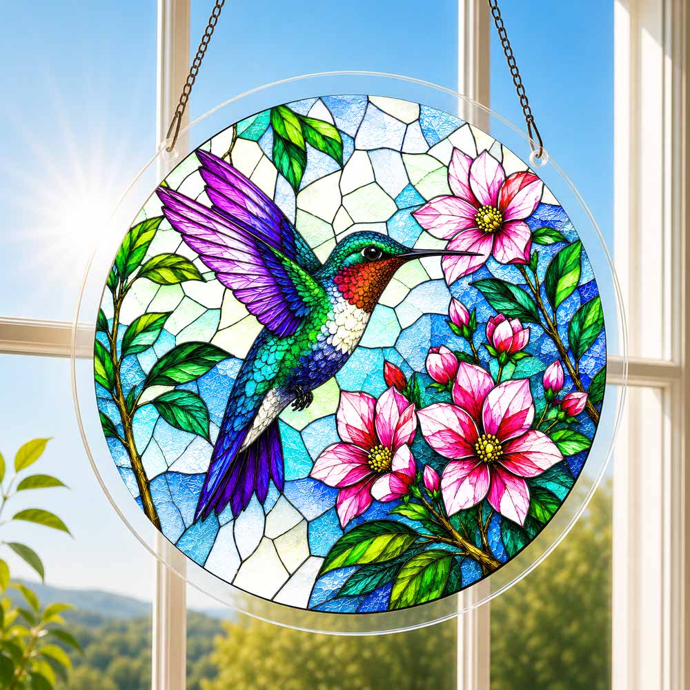 Acrylic Jigsaw Puzzle Acrylic Jigsaw Puzzle Suncatcher - Blooming Hummingbird