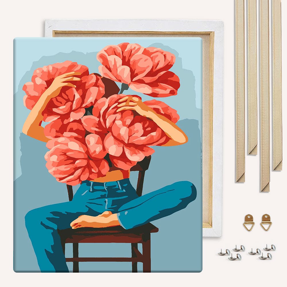 Painting By Numbers Kits With DIY Wood Frame Blooming Thoughts - Paint By Numbers Kit