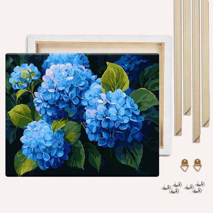 Painting By Numbers Kits With DIY Wood Frame Blue Hydrangeas - Paint By Numbers Kit