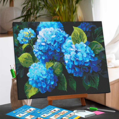 Diamond Painting Kits 15.7" x 19.6" (40 x 50cm) Blue Hydrangeas - Diamond Painting Kit