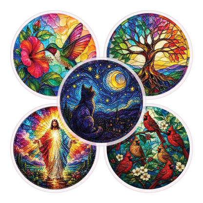 Acrylic Jigsaw Puzzle S - (7 inch) 5-Pack Acrylic Jigsaw Puzzle Suncatcher Gift Set
