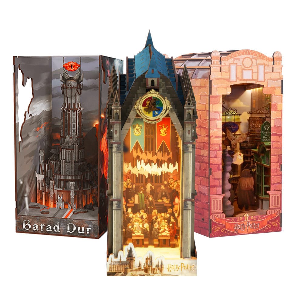 Book Nook Kits Great Hall: 534 Pieces - Diagon Alley: 237 Pieces - Barad Dur: 254 Pieces 3-Pack DIY Book Nook Kit Set: Harry Potter The Great Hall, Diagon Alley, The Lord of the Rings: Barad Dur