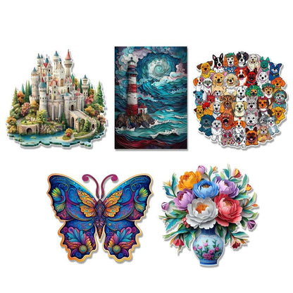 Wooden Jigsaw Puzzles A5 5-Pack Wooden Jigsaw Puzzle Set