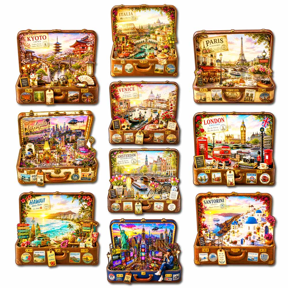 Animal Jigsaw Puzzle > Wooden Jigsaw Puzzle > Jigsaw Puzzle A5/Small | Save $10 + Free Shipping 🔥Limited Edition🔥10-Pack World City Travel Case - Wooden Jigsaw Puzzle Set