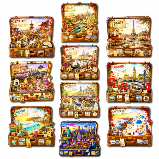 Animal Jigsaw Puzzle > Wooden Jigsaw Puzzle > Jigsaw Puzzle A5/Small | Save $10 + Free Shipping 🔥Limited Edition🔥10-Pack World City Travel Case - Wooden Jigsaw Puzzle Set