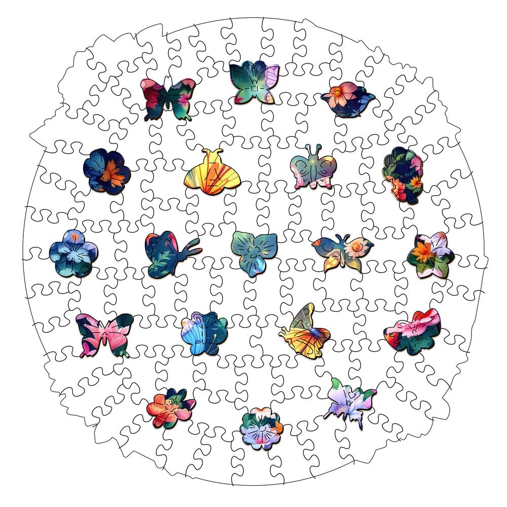 Wooden Jigsaw Puzzles Butterfly Bloom - Wooden Jigsaw Puzzle
