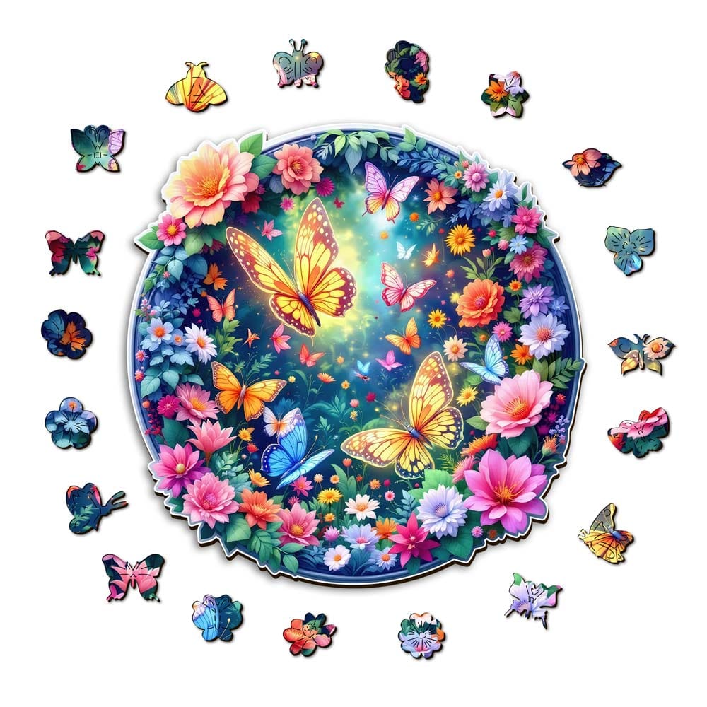 Wooden Jigsaw Puzzles A5/Small Butterfly Bloom - Wooden Jigsaw Puzzle