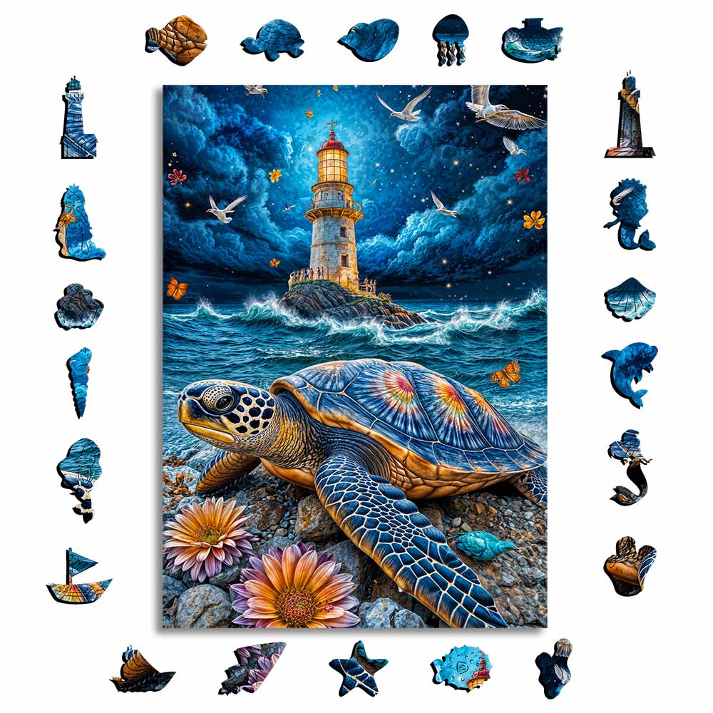 Animal Jigsaw Puzzle > Wooden Jigsaw Puzzle > Jigsaw Puzzle A5 Lighthouse Turtle - Jigsaw Puzzle