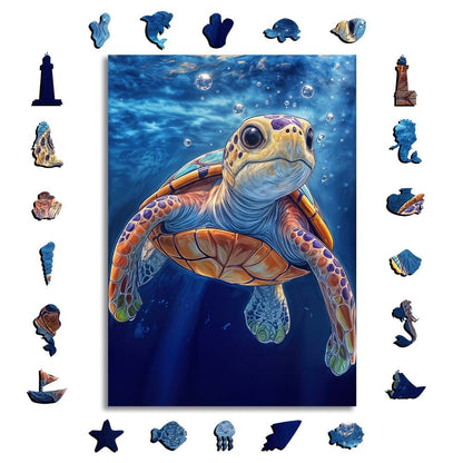 Animal Jigsaw Puzzle > Wooden Jigsaw Puzzle > Jigsaw Puzzle A5 Blue Turtle - Jigsaw Puzzle