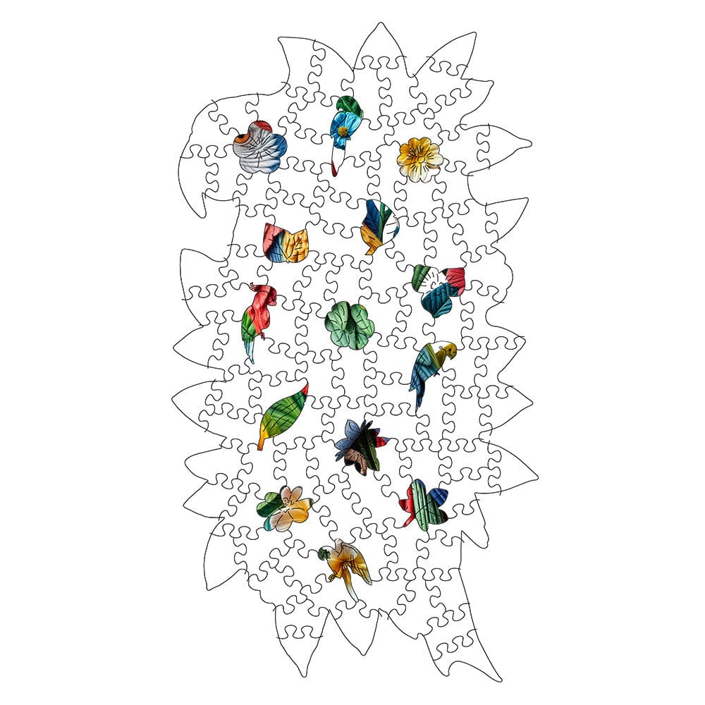 Wooden Jigsaw Puzzles Floral Parrot - Jigsaw Puzzle