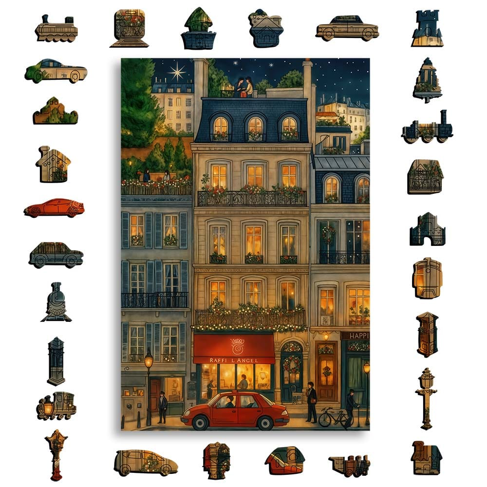 Wooden Jigsaw Puzzles A5 City Glow - Jigsaw Puzzle