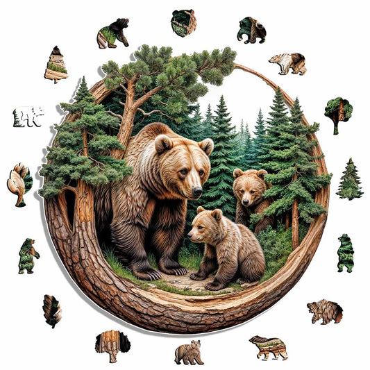 Wooden Jigsaw Puzzles A5 Woodland Bears - Jigsaw Puzzle
