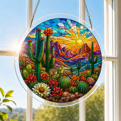 Acrylic Jigsaw Puzzle Cactus Sunset - Acrylic Jigsaw Puzzle