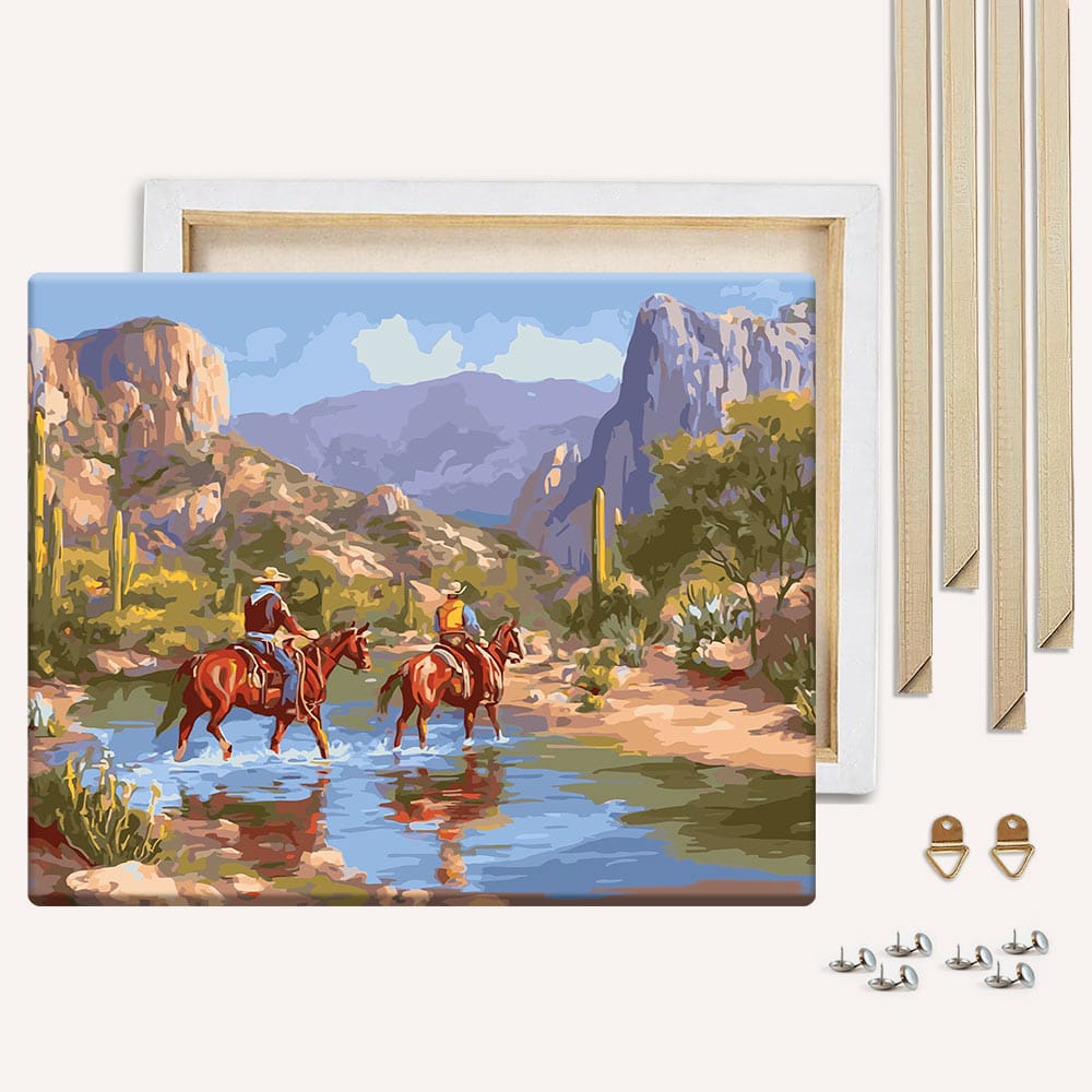Painting By Numbers Kits With DIY Wood Frame Canyon Riders - Paint By Numbers Kit