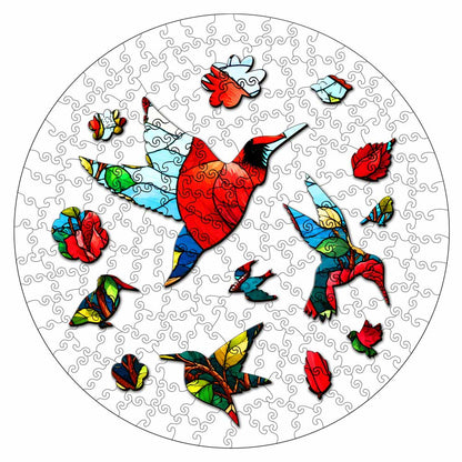 Wooden Jigsaw Puzzles Cardinal Rose - Stained Glass Jigsaw Puzzle