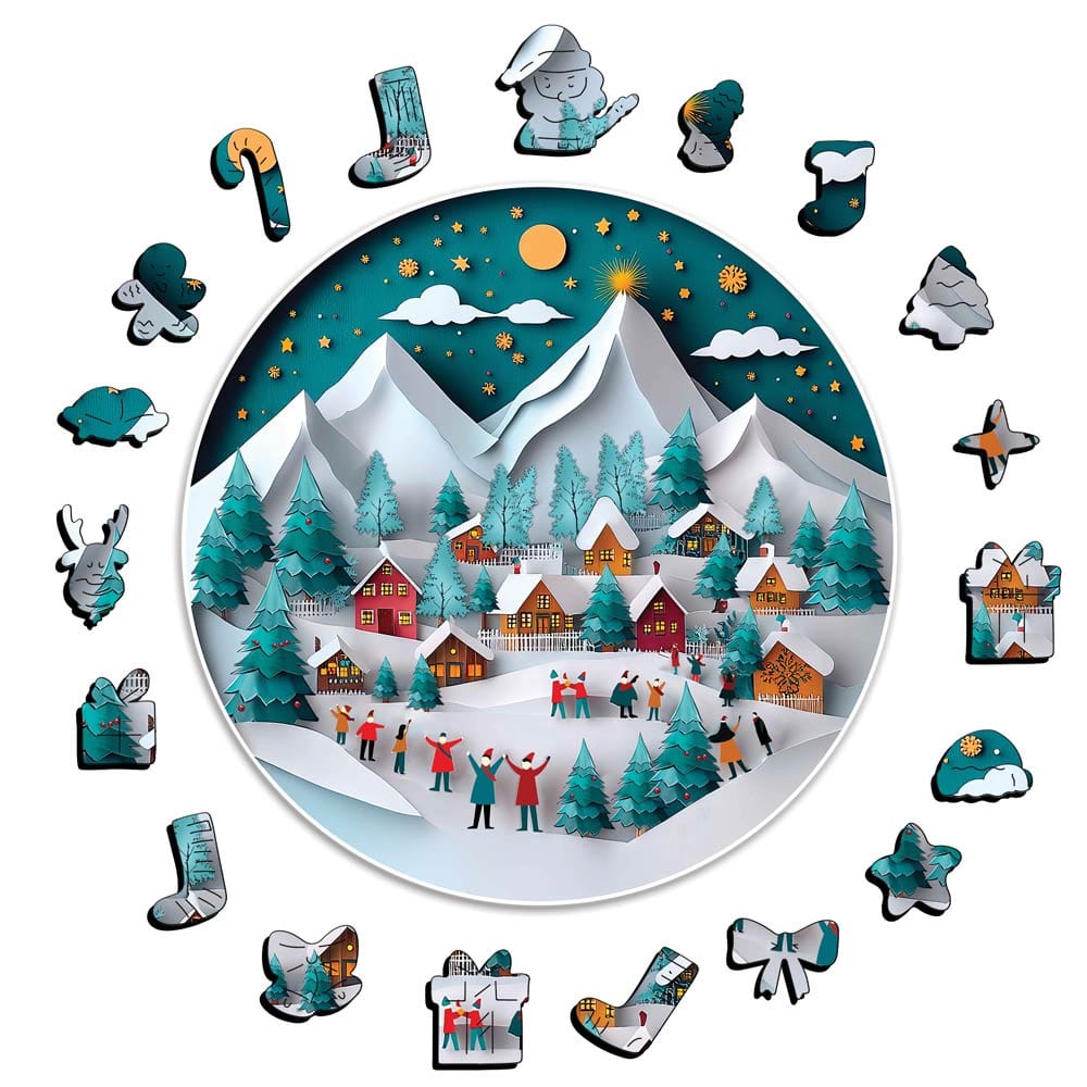 Wooden Jigsaw Puzzles A5 Christmas Cheerful - Jigsaw Puzzle