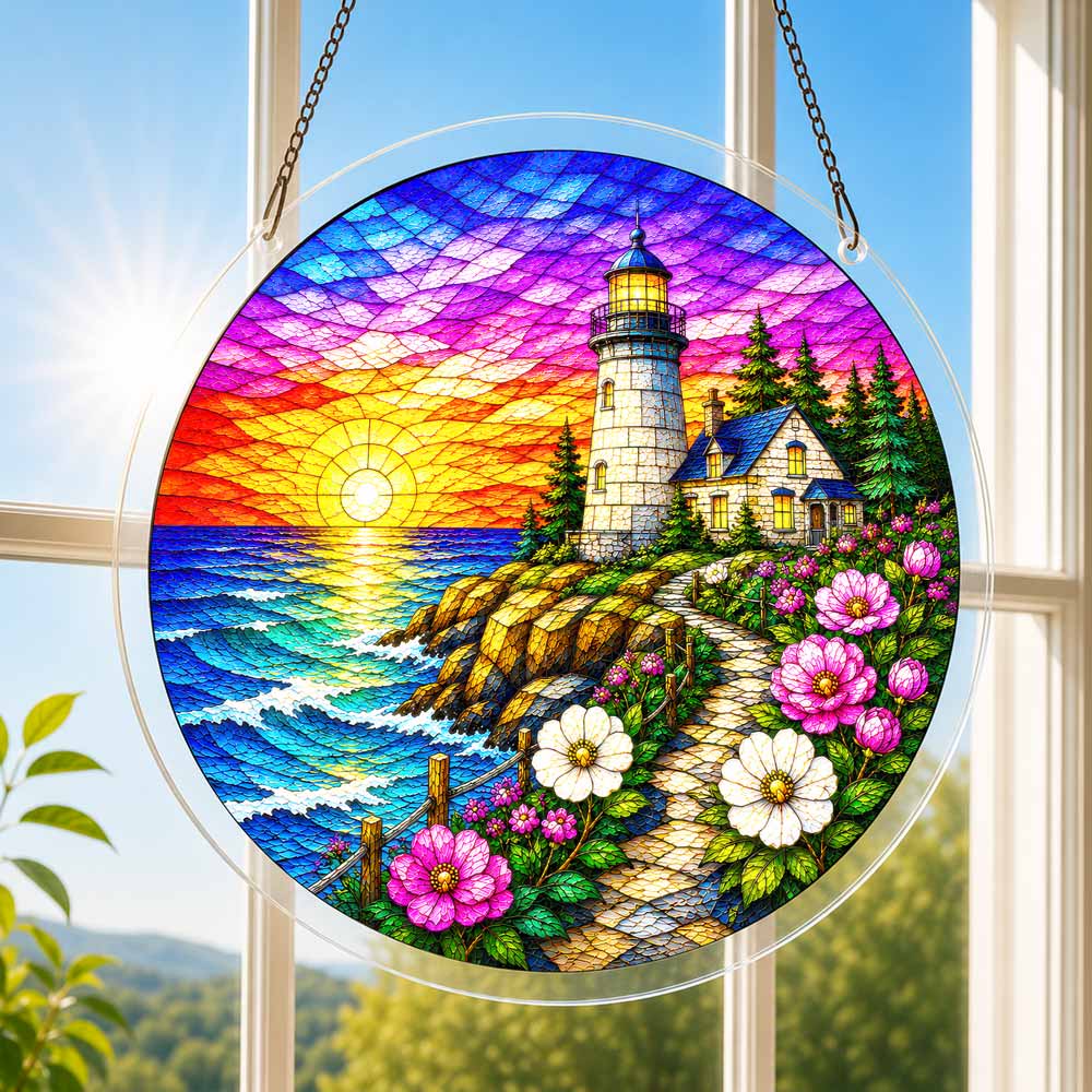 Acrylic Jigsaw Puzzle Acrylic Jigsaw Puzzle Suncatcher - Coastal Lighthouse