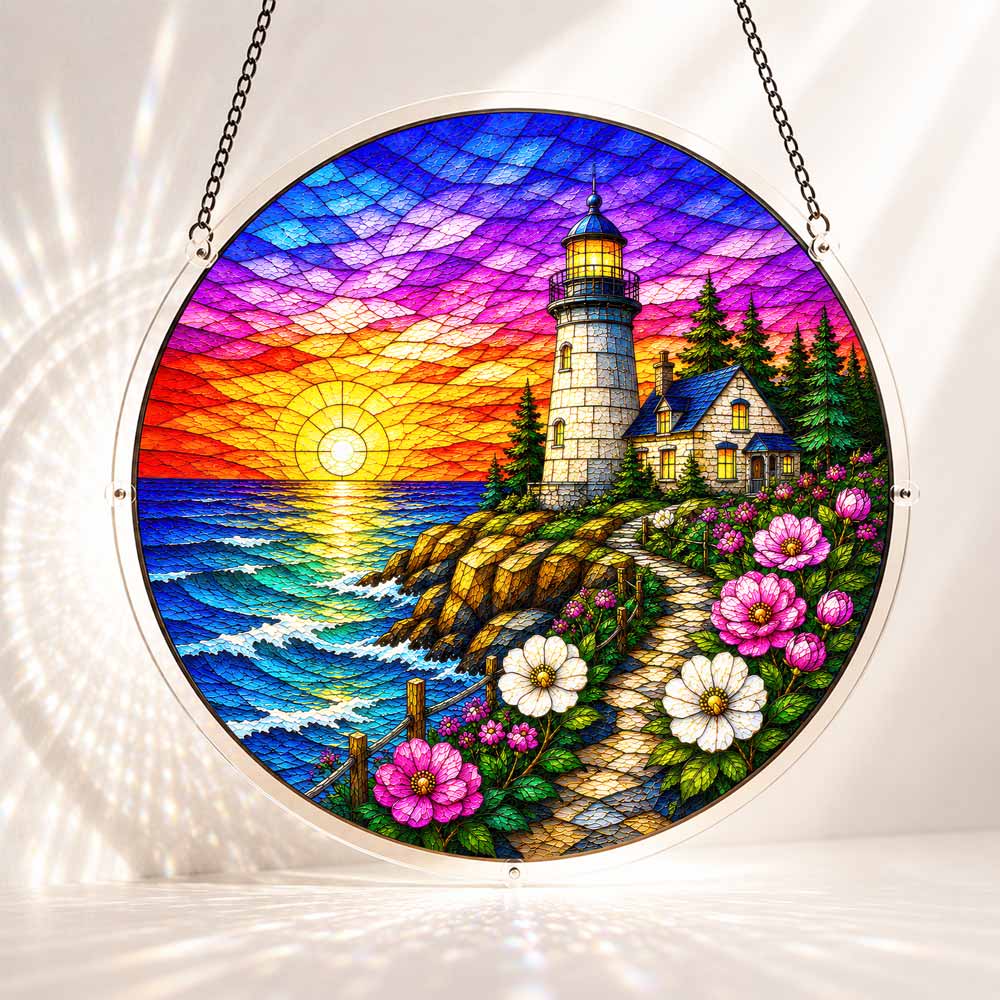 Acrylic Jigsaw Puzzle S - (7 inch) Acrylic Jigsaw Puzzle Suncatcher - Coastal Lighthouse
