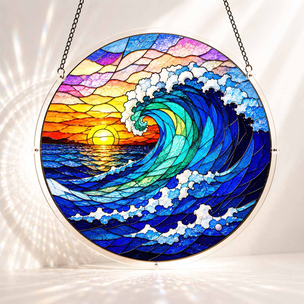 Acrylic Jigsaw Puzzle S - (7 inch) Acrylic Jigsaw Puzzle Suncatcher - Coastal Wave
