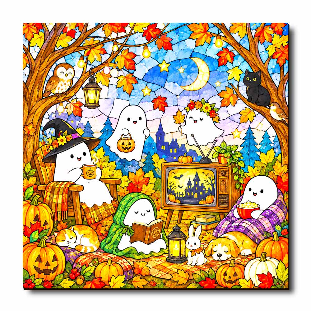 Wooden Jigsaw Puzzles Cozy Ghosts - Jigsaw Puzzle
