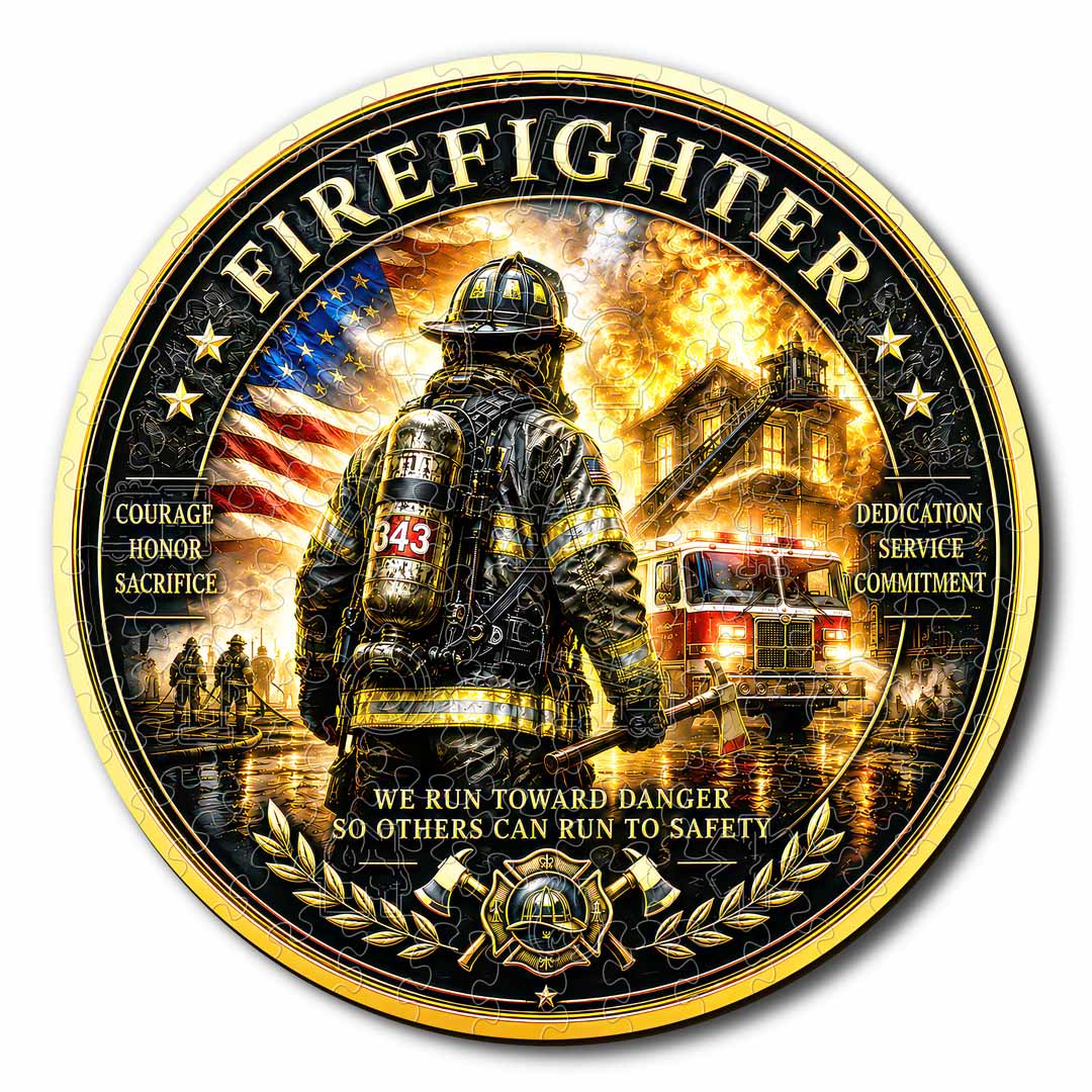Animal Jigsaw Puzzle > Wooden Jigsaw Puzzle > Jigsaw Puzzle A5/Small Firefighter Hero - Wooden Jigsaw Puzzle