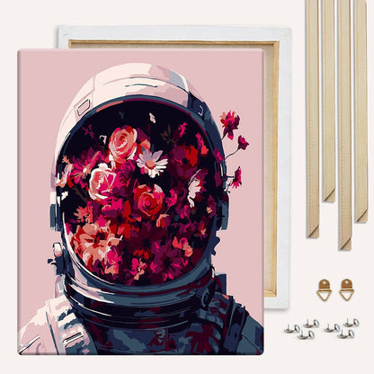 Painting By Numbers Kits With DIY Wood Frame Floral Astronaut - Paint By Numbers Kit