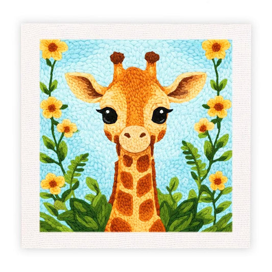Painting By Numbers Kits 9.8" x 9.8" (25x25cm) Giraffe - Punch Needle Kit