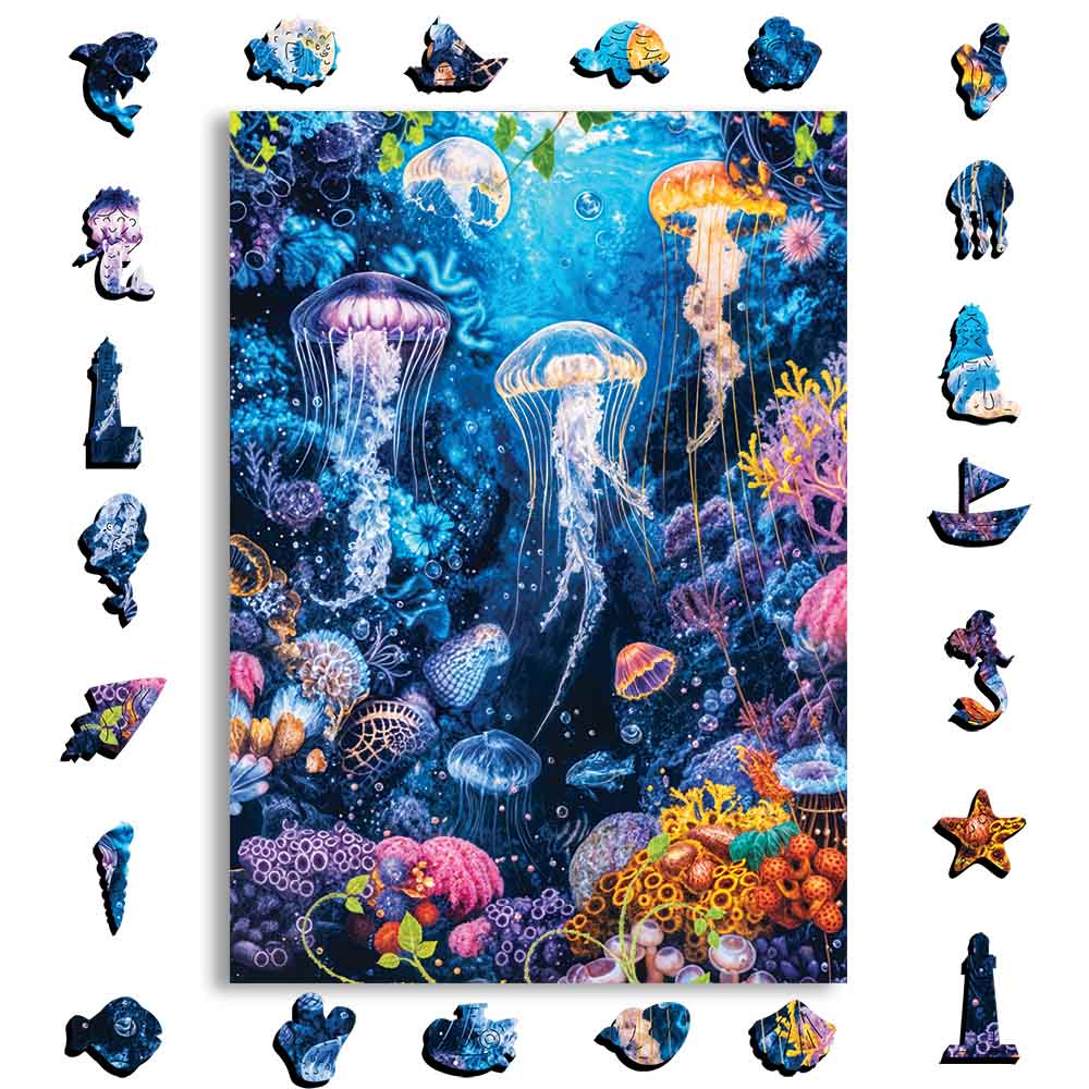 Wooden Jigsaw Puzzles A5 Ocean Glow - Jigsaw Puzzle