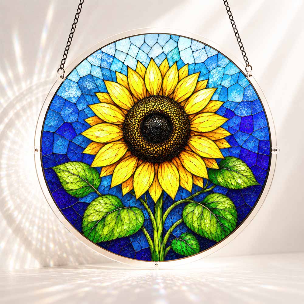 Acrylic Jigsaw Puzzle S - (7 inch) Acrylic Jigsaw Puzzle Suncatcher - Golden Sunflower