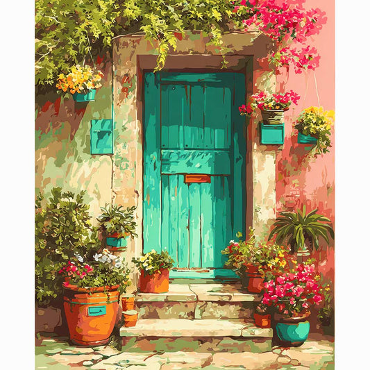 Diamond Painting Kits 15.7" x 19.6" (40 x 50cm) Green Door - Diamond Painting Kit