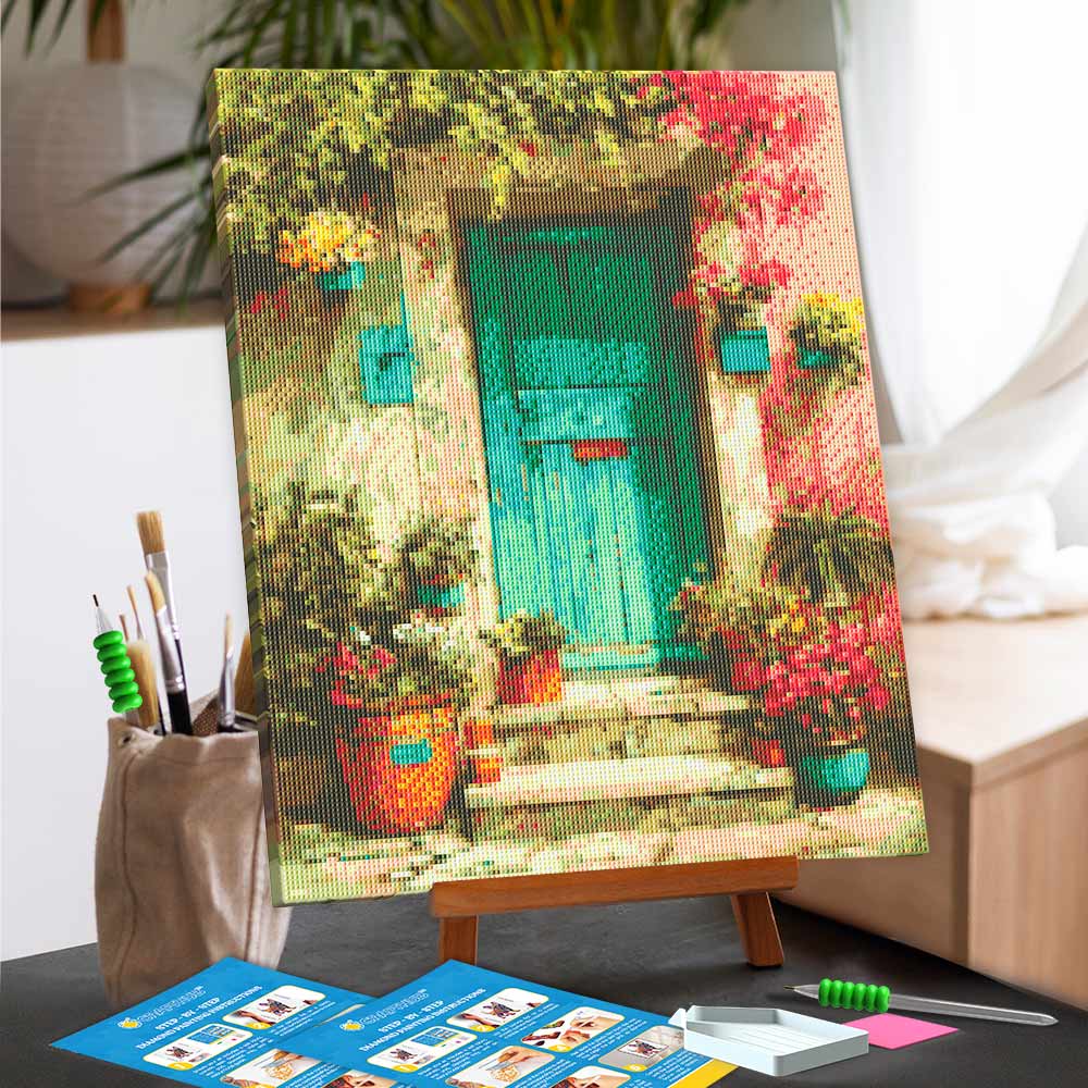 Diamond Painting Kits 15.7" x 19.6" (40 x 50cm) Green Door - Diamond Painting Kit