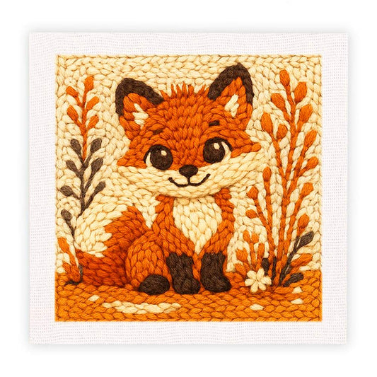 Painting By Numbers Kits 9.8" x 9.8" (25x25cm) Happy Fox - Punch Needle Kit