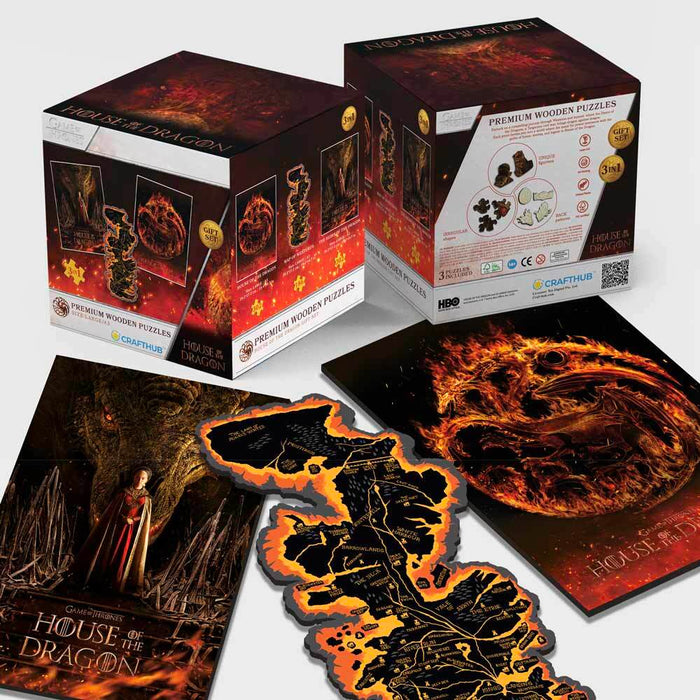 3-Pack HOUSE OF THE DRAGON™ - Wooden Jigsaw Puzzle Gift Set + Extra $15 Off