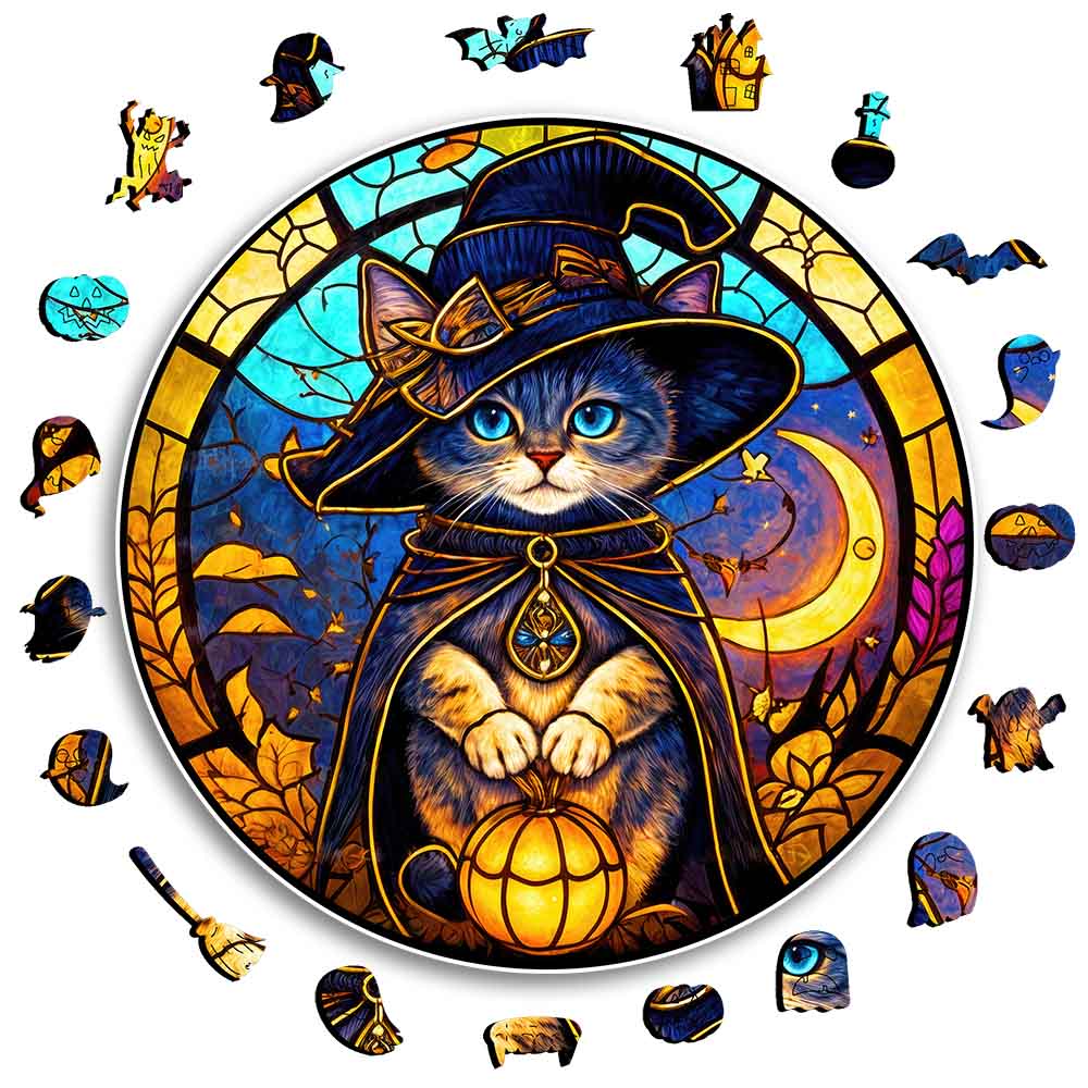 Wooden Jigsaw Puzzles Midnight Cat - Jigsaw Puzzle