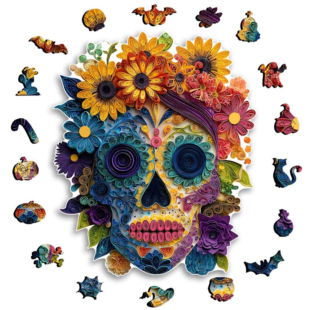 Wooden Jigsaw Puzzles Petal Skull - Jigsaw Puzzle
