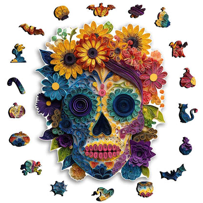 Wooden Jigsaw Puzzles Petal Skull - Jigsaw Puzzle