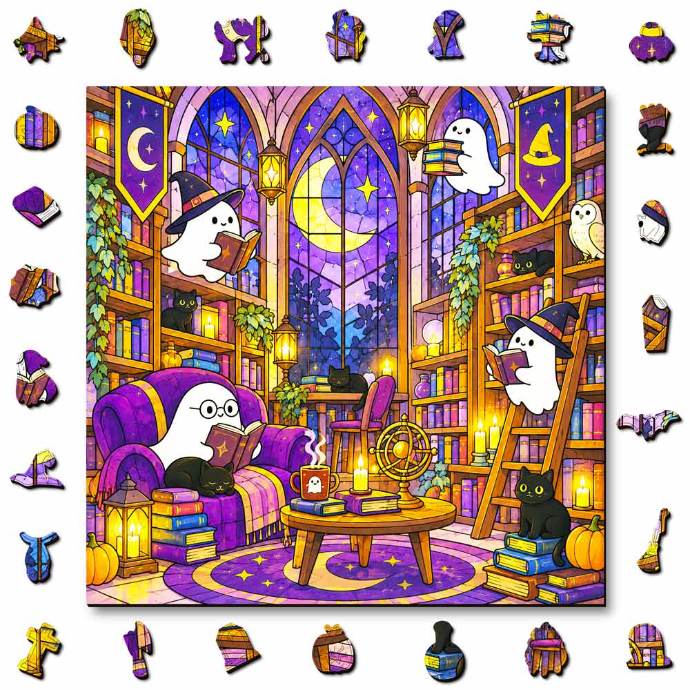 Wooden Jigsaw Puzzles A5 Haunted Library - Jigsaw Puzzle
