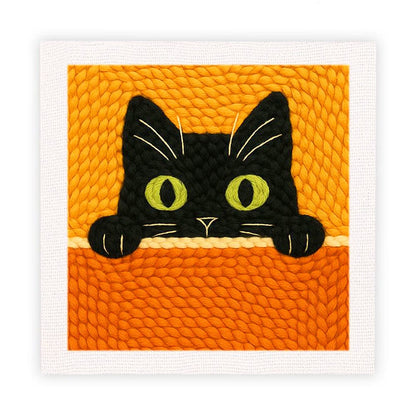 Painting By Numbers Kits 9.8" x 9.8" (25x25cm) Hidden Cat - Punch Needle Kit
