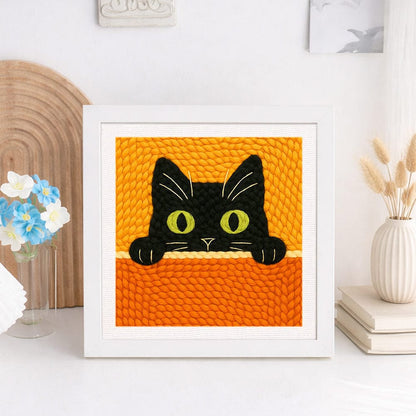 Painting By Numbers Kits 9.8" x 9.8" (25x25cm) Hidden Cat - Punch Needle Kit