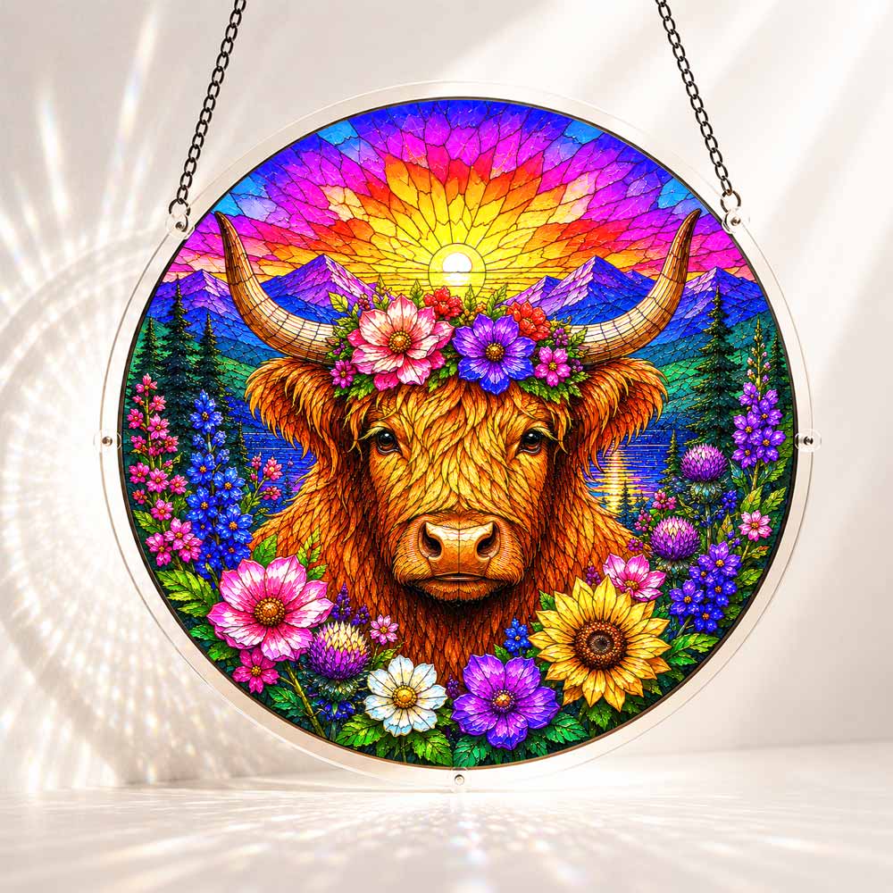 Acrylic Jigsaw Puzzle S - (7 inch) Acrylic Jigsaw Puzzle Suncatcher - Highland Cow